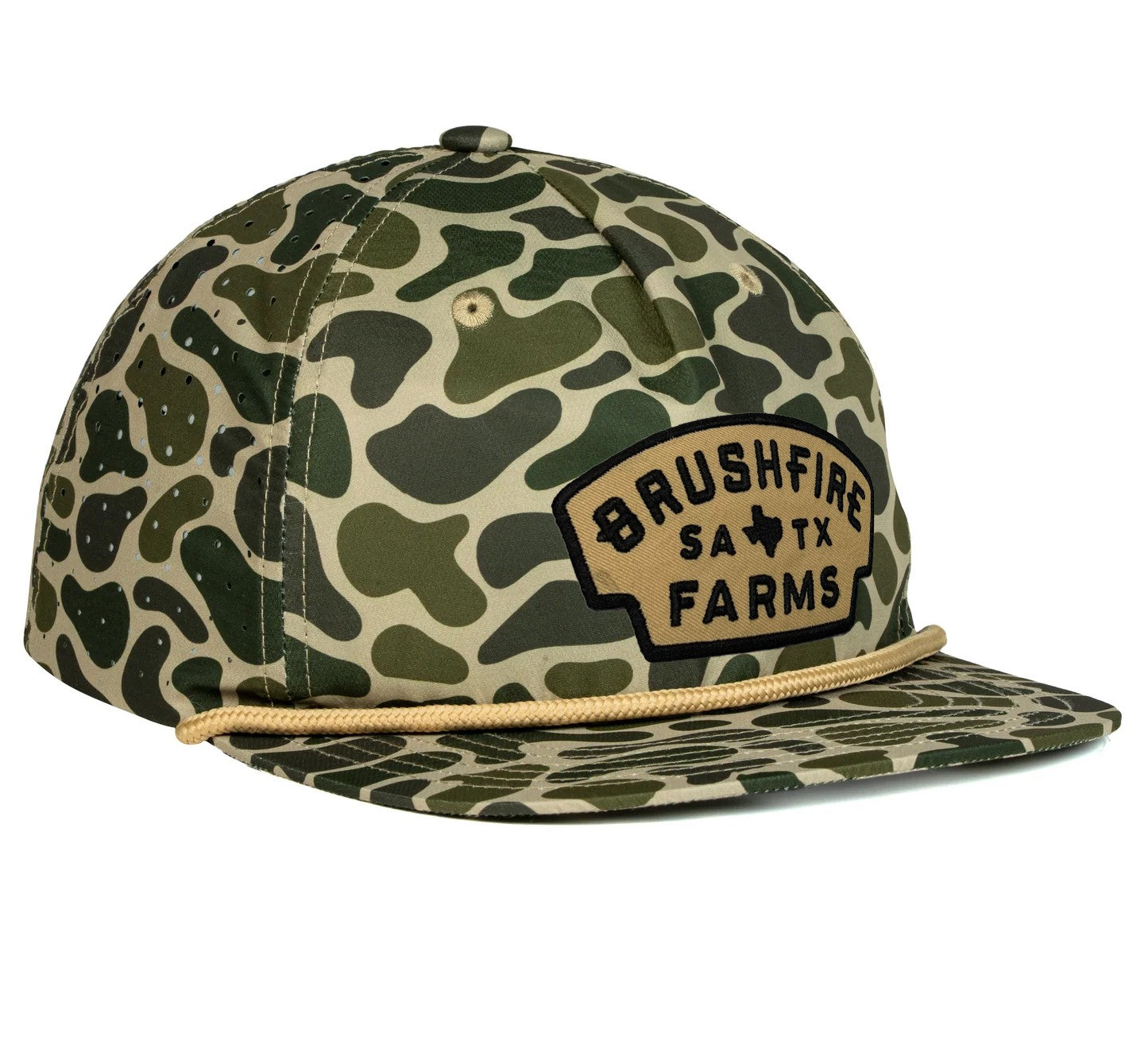 Camo Hat With Brown Rope & Tan Patch | Brushfire Farms
