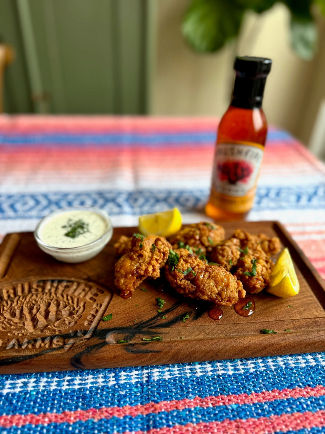 Fried Gulf Oysters with Chile Pequin Glaze & Smoked Jalapeño Ranch