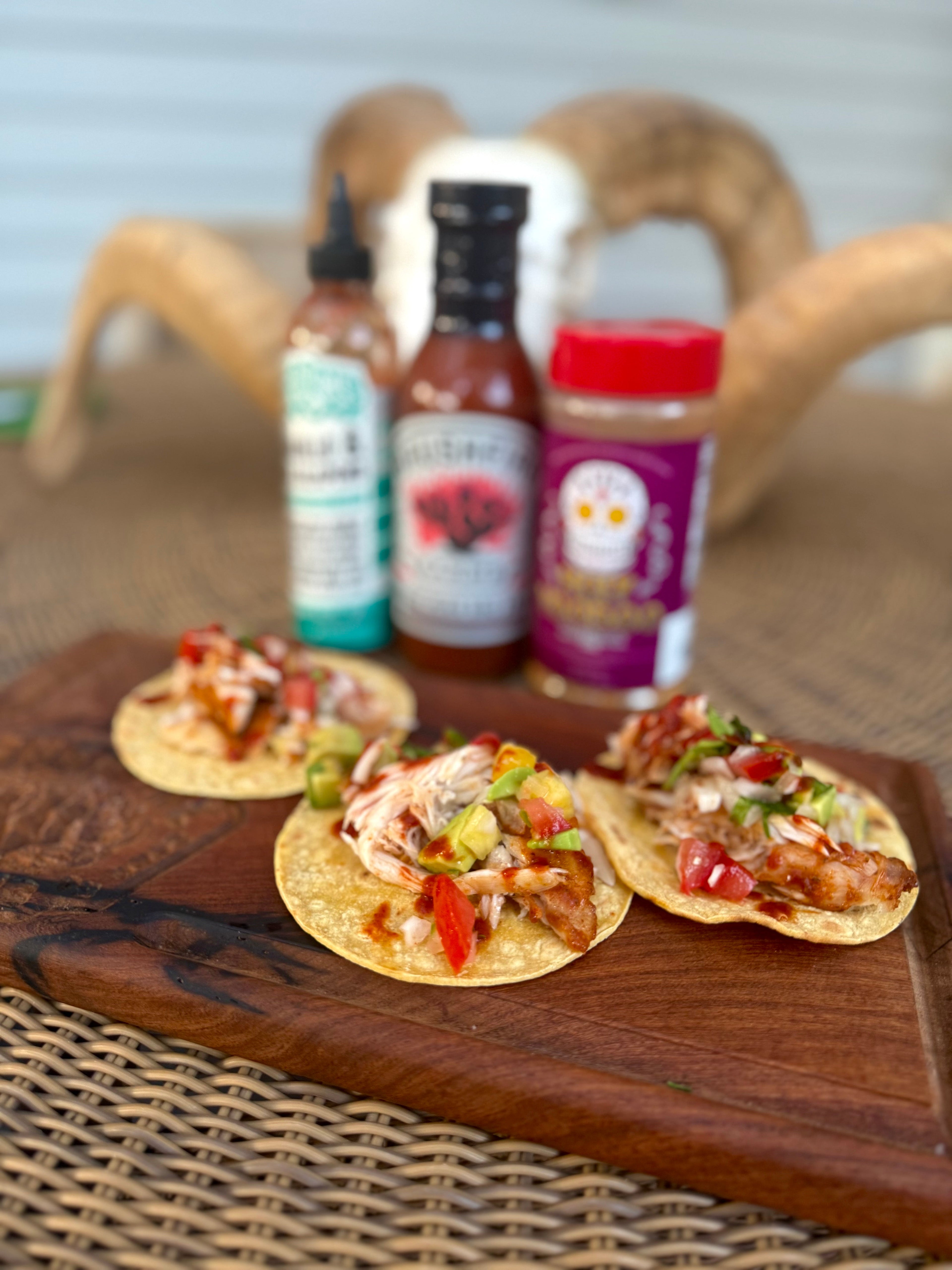 Prickly Pear BBQ Redfish Tacos