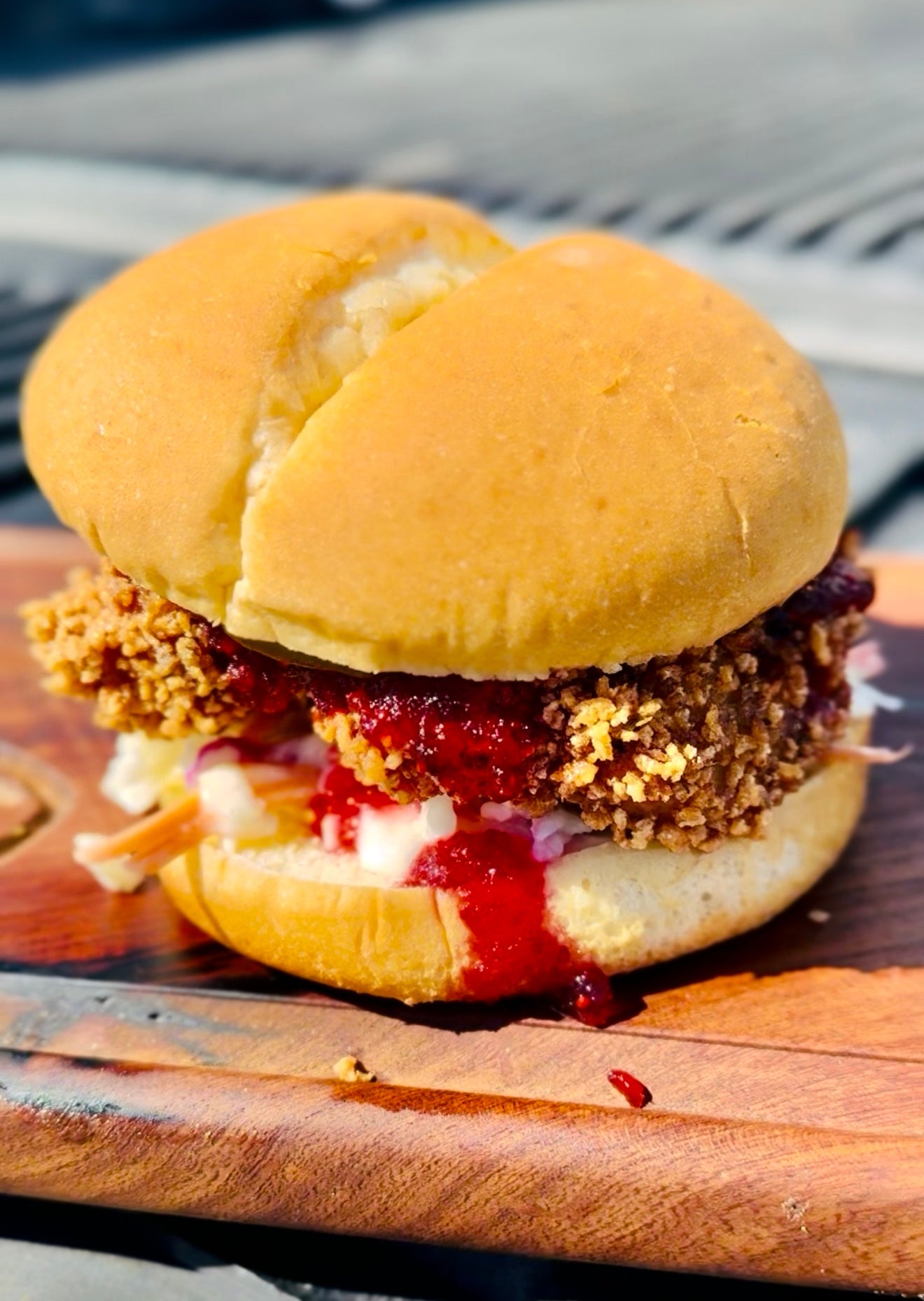 Fried Wild Turkey Sandwiches with Cranberry Pepper Sauce