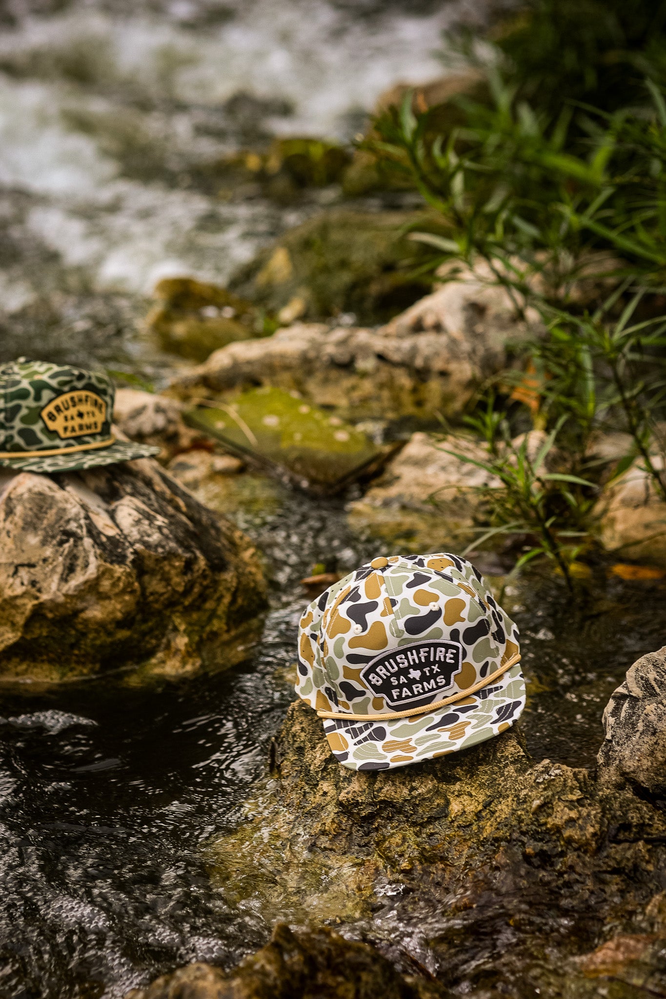 Brushfire Farms Peppergrass Camo Hat with Black TX Patch