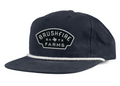 Navy rope hat featuring a black Texas patch with "Brushfire Farms" logo, perfect for outdoor enthusiasts.